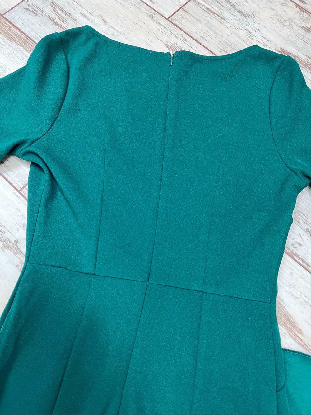 AISIZE Dark Green Ruched Sheath Dress Asymmetric Ruffle 3/4 Sleeve Small NWT - Picture 13 of 16